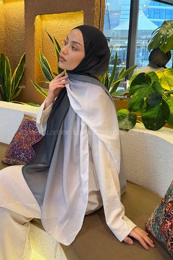 Lamelif Degrade Desen Soft Şal Siyah Beyaz