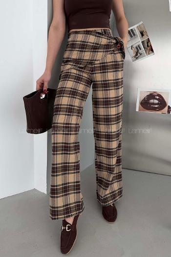Beige Polyester High Waist Comfortable Pants