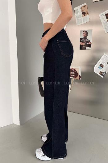 Dark Blue Denim High Waist Denim Pants