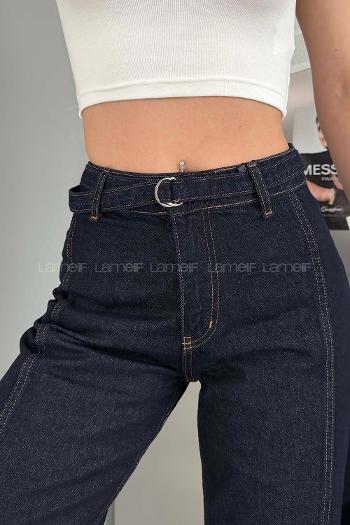 Dark Blue Denim High Waist Denim Pants