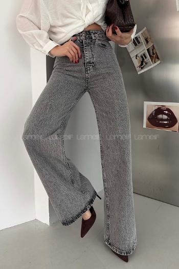 Gray Denim High Waist Denim Pants