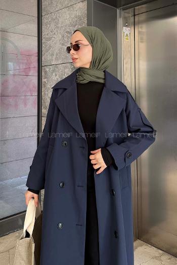 Lamelif Against Omuz Apoletli Trençkot Lacivert