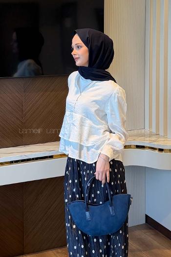 Lamelif Fırfırlı Bluz Ekru