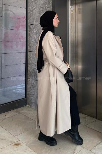 Lamelif Garnili Uzun Trenç Kum Beji