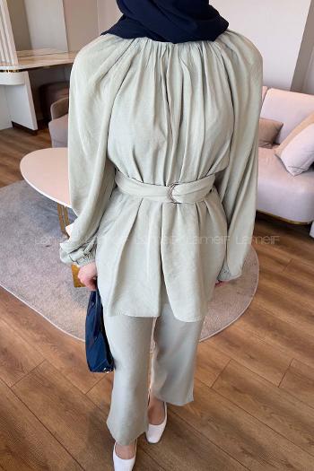 Musty Green Crew Neck Long Arm Modal Regular Trousers Comfortable Suit