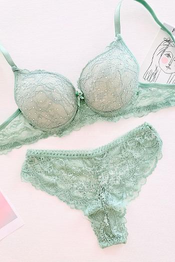 Lamelif Taşlı Dantelli Destekli Sütyen Takım 