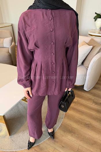 Plum Crew Neck Long Arm Modal Regular Trousers Comfortable Suit