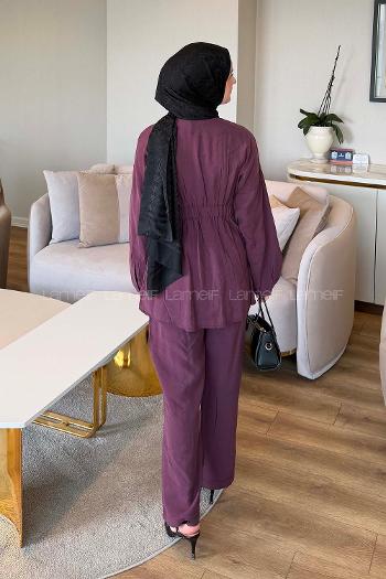 Plum Crew Neck Long Arm Modal Regular Trousers Comfortable Suit