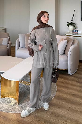 Mink Crew Neck Long Arm Modal Regular Trousers Comfortable Suit