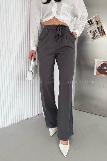 Lamelif İp Detaylı Pantolon Antrasit