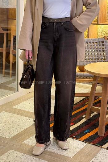 Lamelif Çift Pensli Boyfriend Pantolon Kahverengi