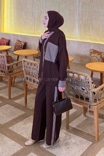 Bitter Brown Shirt Collar Long Arm Cotton Lycra Polyester Regular Trousers Comfortable Suit