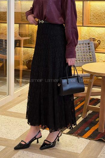 Black Cotton Straight Skirt Skirt