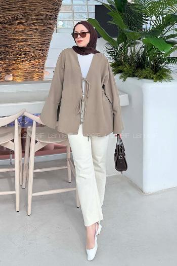 Lamelif İspanyol Kol Bağlama Detaylı Gömlek Haki