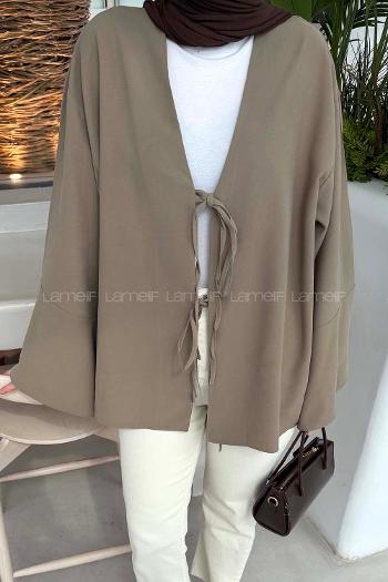 Lamelif İspanyol Kol Bağlama Detaylı Gömlek Haki