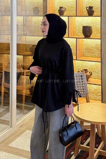 Black Crew Neck Long Arm Sweatshirt