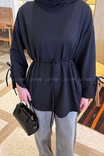 Black Crew Neck Long Arm Sweatshirt
