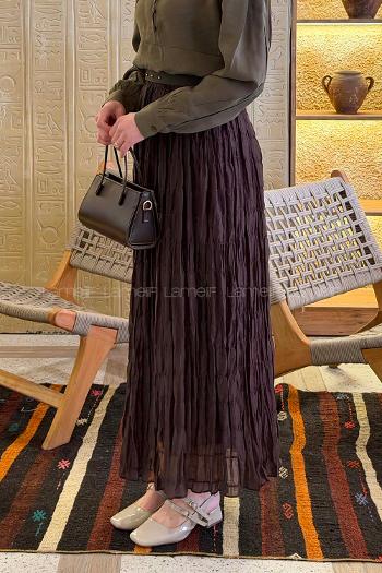 Lamelif Krinkıl Etek Acı Kahve