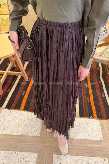 Lamelif Krinkıl Etek Acı Kahve