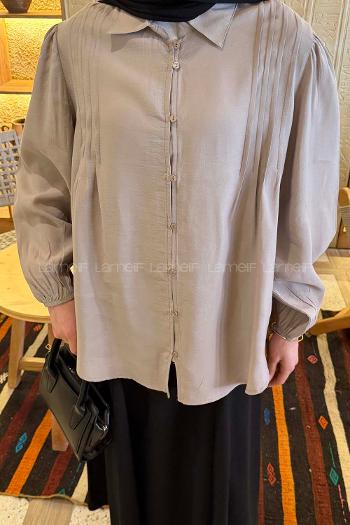 Stone Shirt Collar Long Arm Cotton Unprinted Shirt