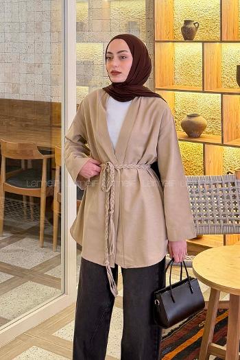 Mink Long Arm Linen Kimono