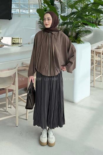 Lamelif Yarasa Kol Ceket Kahve