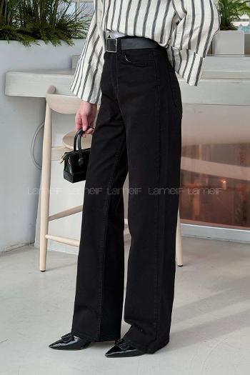 Lamelif Yüksek Bel Straight Leg Pantolon Siyah