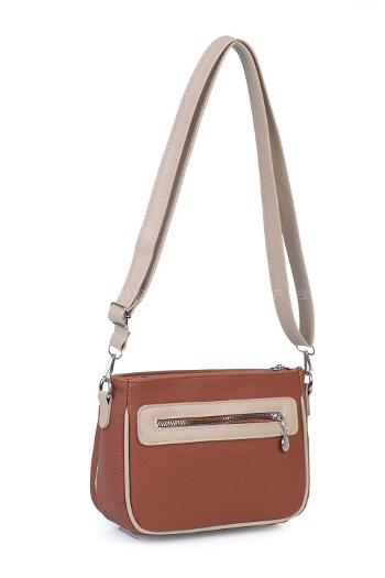 Lamelif Çok Bölmeli Bayan Çapraz Çanta Taba