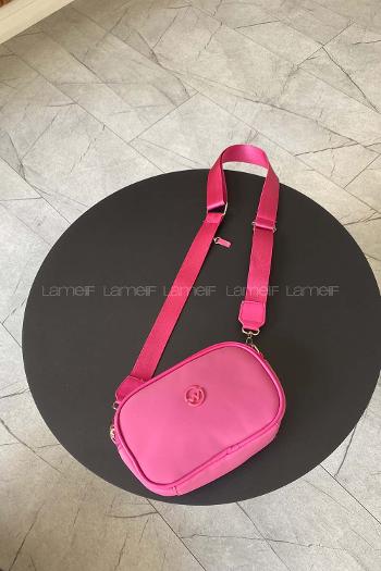 Lamelif Cuci İki Bölmeli Çapraz Kadın Çanta  Fuşya