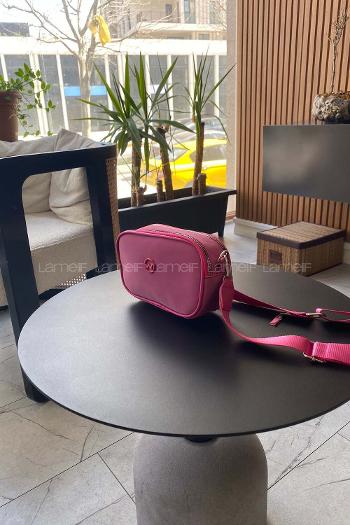 Lamelif Cuci İki Bölmeli Çapraz Kadın Çanta  Fuşya
