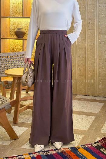 Soft Brown Cotton Fabric High Waist Comfortable Pants