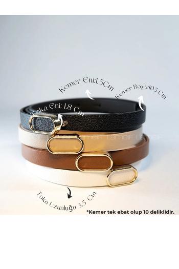 Lamelif Kadın 4 lü Ithal Oval Gold Tokalı Ince Kemer, Pantolon Kemeri, Gömlek Kemeri, Ceket Kemeri