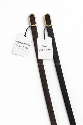 Lamelif Kadın 2 li Ithal Oval Gold Tokalı Ince Kemer, Pantolon Kemeri, Gömlek Kemeri, Ceket Kemeri