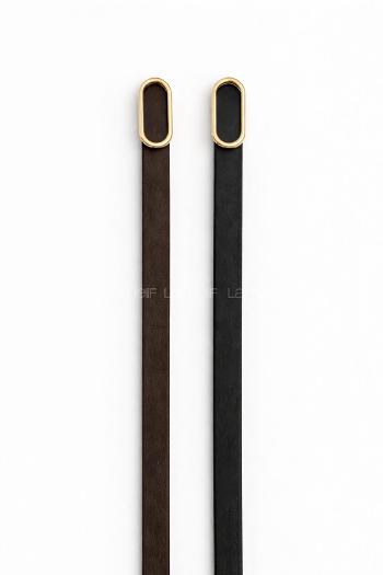 Lamelif Kadın 2 li Ithal Oval Gold Tokalı Ince Kemer, Pantolon Kemeri, Gömlek Kemeri, Ceket Kemeri