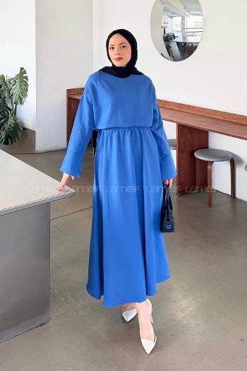 Saxe Crew Neck Long Arm Linen Flared Skirt Suit