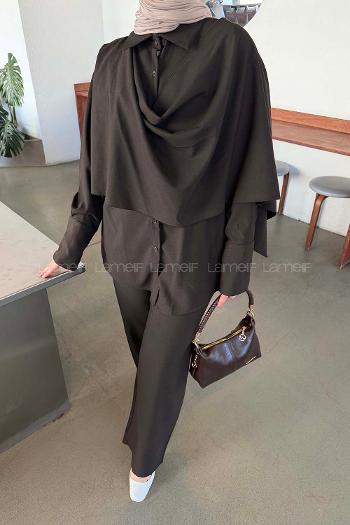 Bitter Brown Shirt Collar Long Arm Viscose Fabric Regular Trousers Material Suit