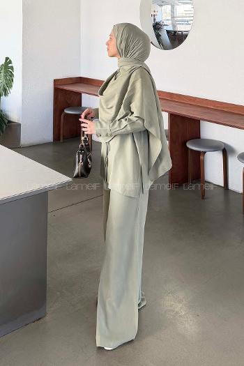 Plum Green Shirt Collar Long Arm Viscose Fabric Regular Trousers Comfortable Suit