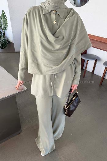 Plum Green Shirt Collar Long Arm Viscose Fabric Regular Trousers Comfortable Suit