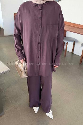 Plum Shirt Collar Long Arm Modal Regular Trousers Comfortable Suit
