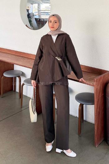 Bitter Brown Shirt Collar Long Arm Ayrobin Regular Trousers Comfortable Suit