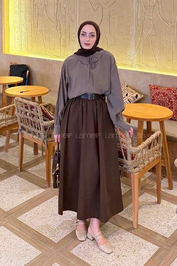 Lamelif Bebe Yaka Bağlamalı Tunik Haki