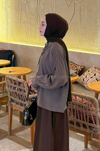 Lamelif Bebe Yaka Bağlamalı Tunik Haki