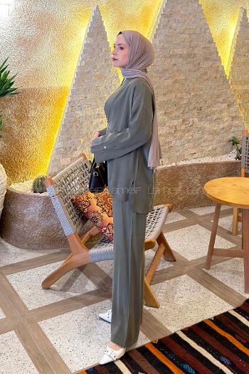 Khaki Shirt Collar Long Arm Without Accessories Combed Fabric Regular Trousers Material Suit