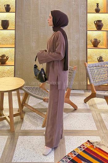 Soft Brown Shirt Collar Long Arm Without Accessories Combed Fabric Regular Trousers Material Suit