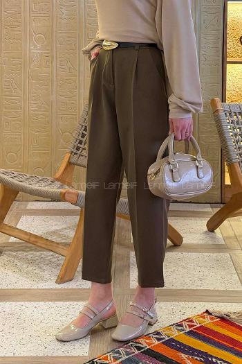 Lamelif Kemer Detaylı Havuç Pantolon Haki