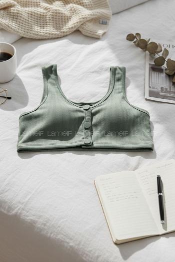 Green Cotton Without Underwire Unsupport Bralet