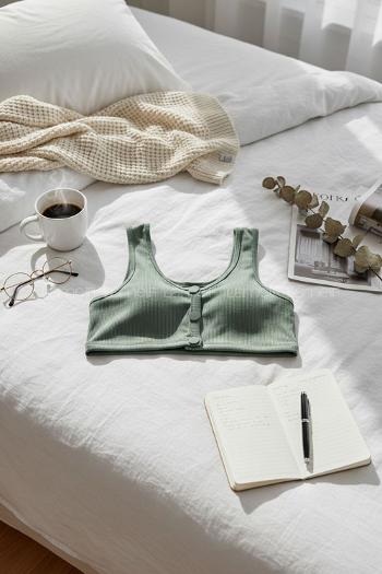 Green Cotton Without Underwire Unsupport Bralet