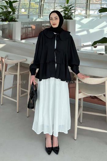 Lamelif Bağlamalı Gömlek Siyah