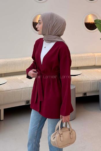 Claret Red Long Arm Atlas Straight Kimono
