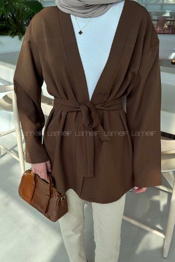 Dark Brown Long Arm Atlas Straight Kimono